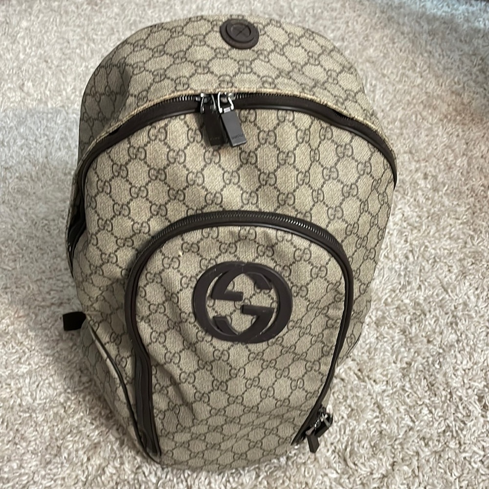 Gucci Interlocking G Backpack Gg Coated Canvas Me… - image 1
